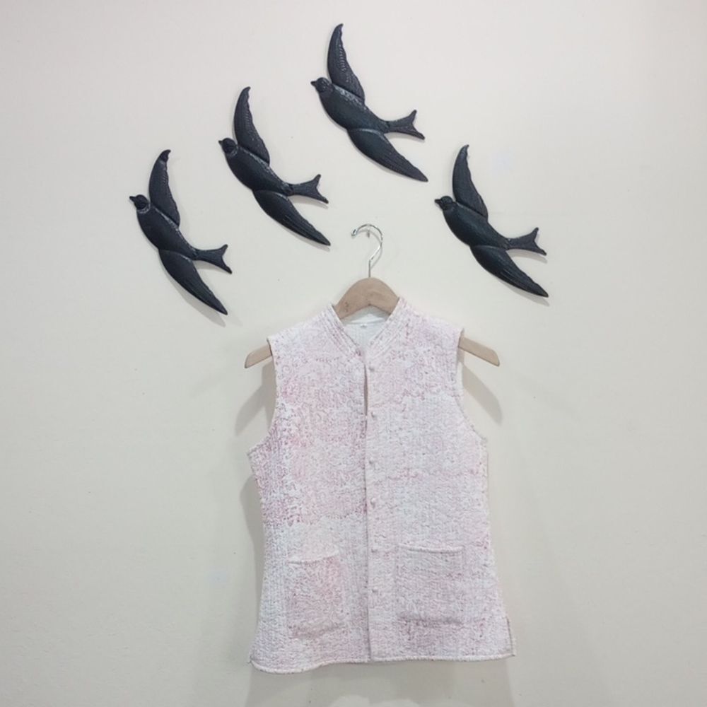 Vintage Handmade Quilted Cotton Reversible Vest - L